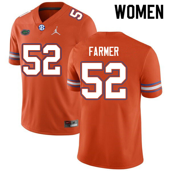 Women #52 Jalen Farmer Florida Gators College Football Jerseys Sale-Orange